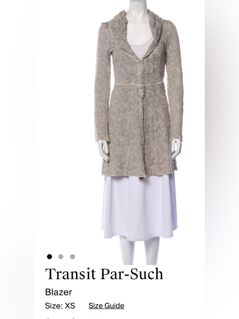 Transit Par-Such Women's Taupe Shawl Collar Cardigan
